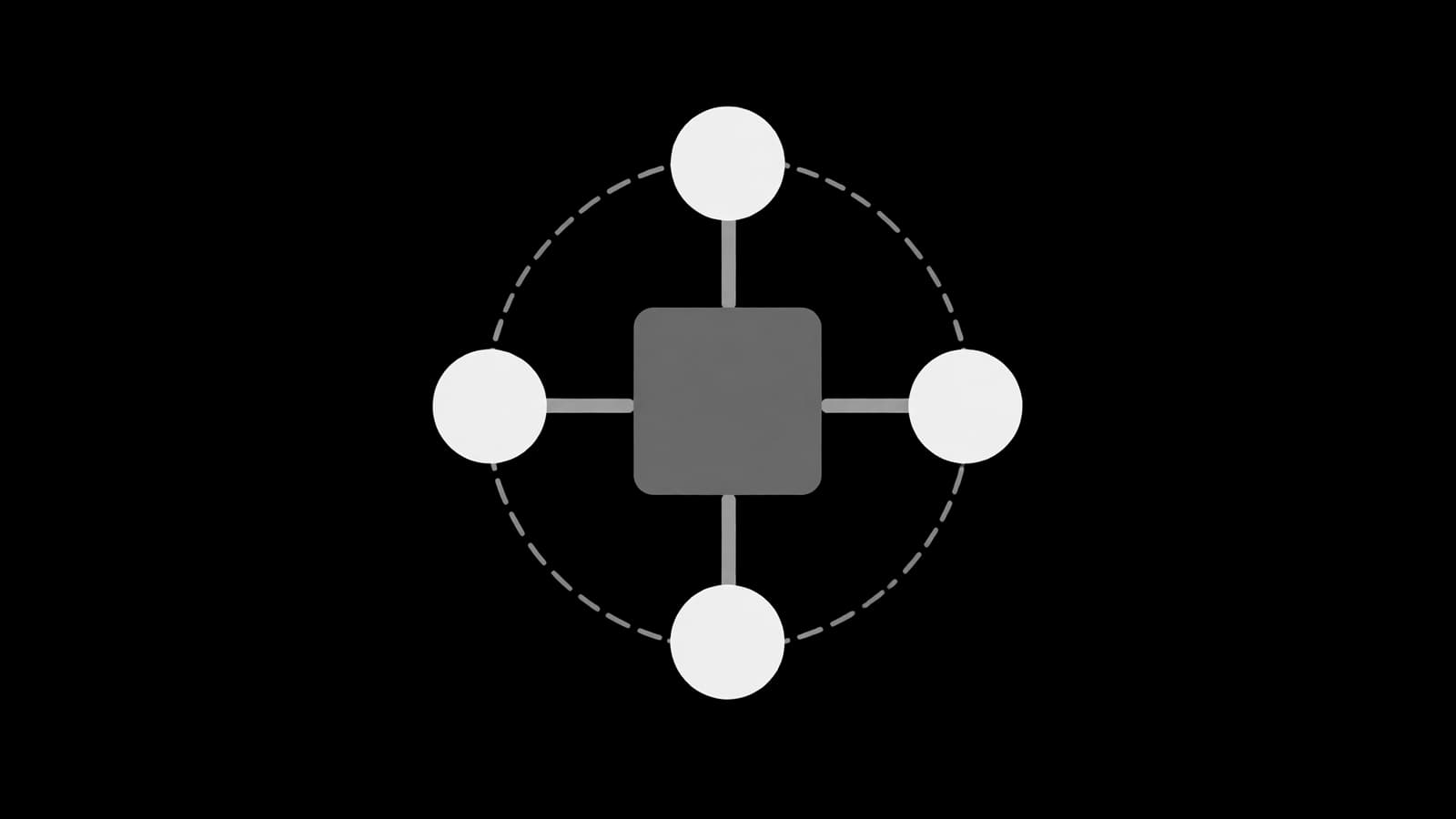 A consonant square with four vowel markers placed at its left, right, top and bottom.
